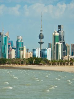 Kuwait skyline and beach