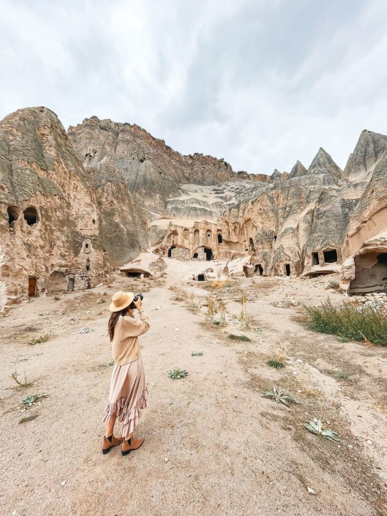 Woman at caves in Cappadocia