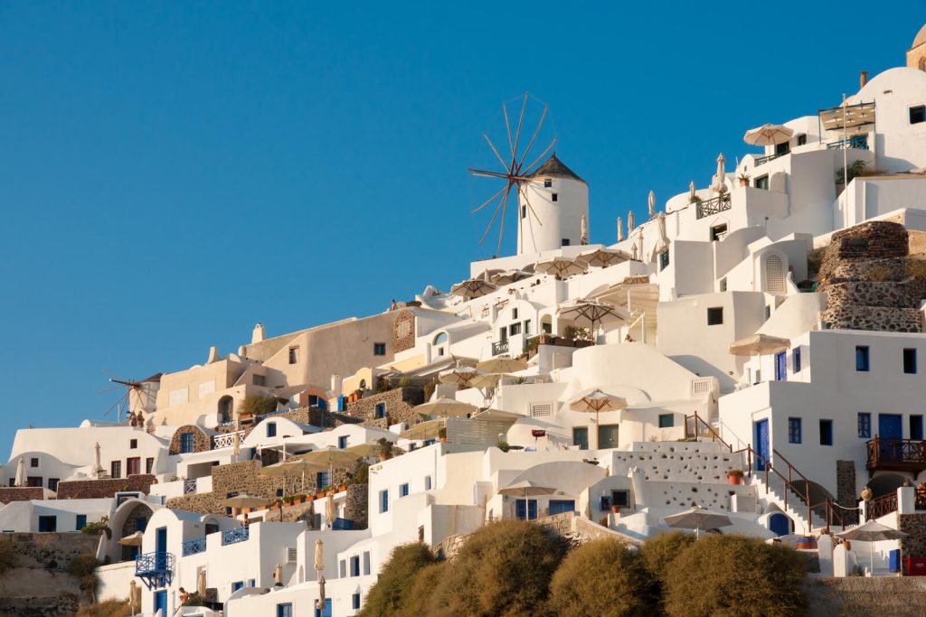 Greek landscape including a windmill