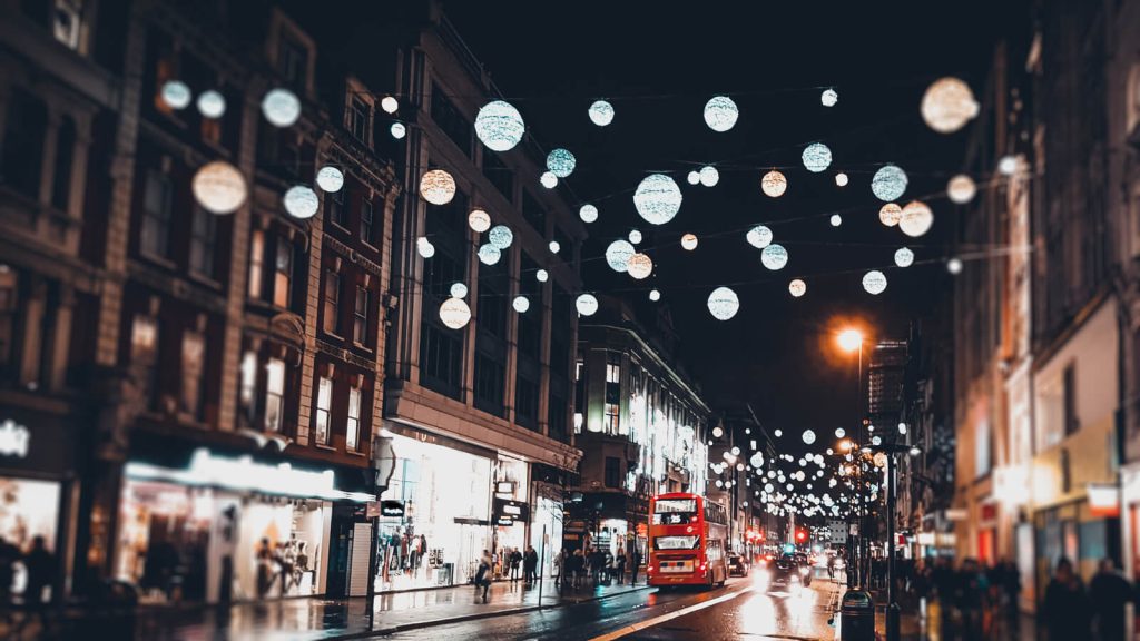 London Christmas lights in December