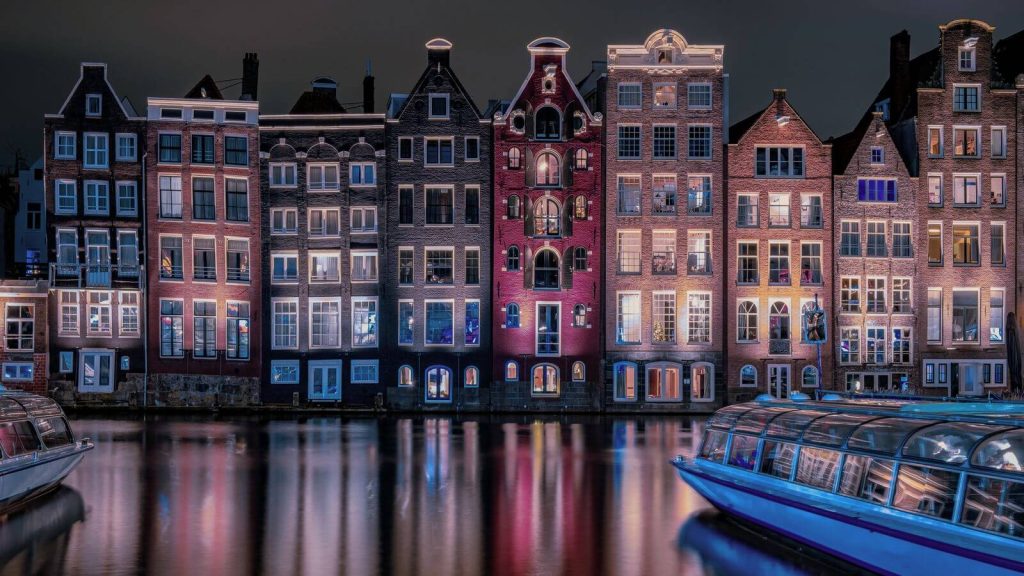 Amsterdam Canals at night in January