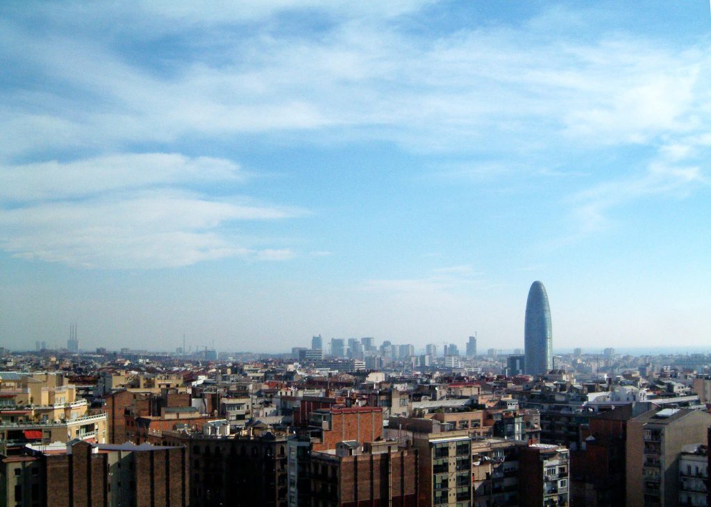 Barcelona skyline in February