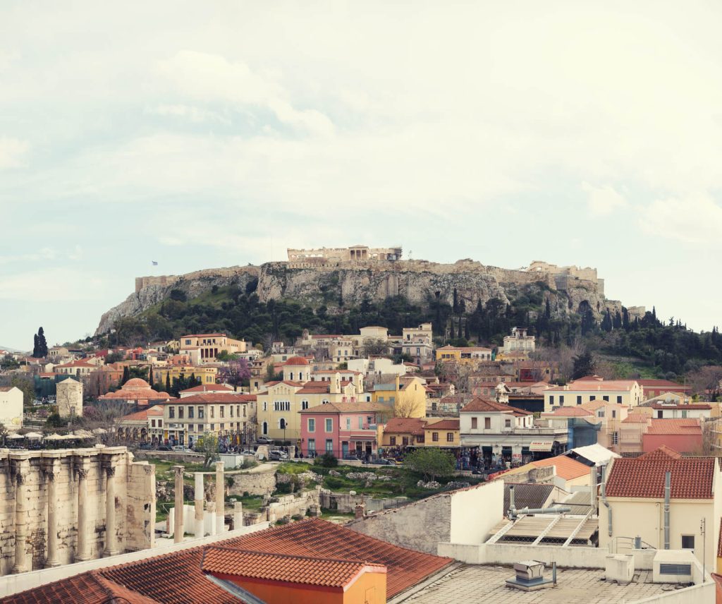 view of Athens and acropolis in March