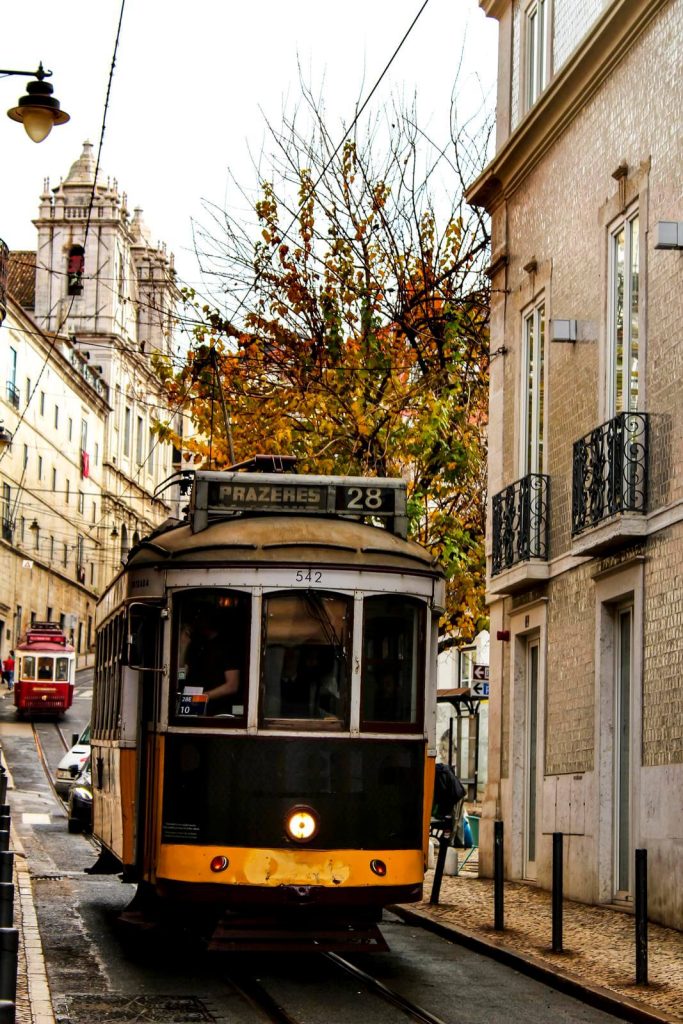 Tram in Lisbon in March