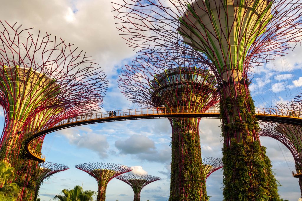 View of the walkway at the Gardens on the Bay in Singapore